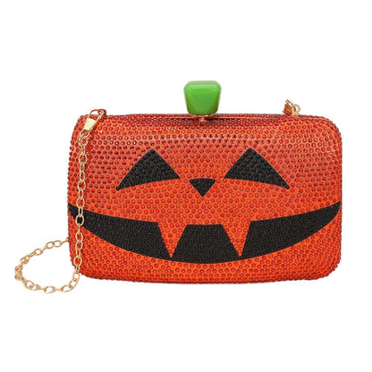 Bling Halloween Pumpkin Face Evening Clutch / Crossbody Bag