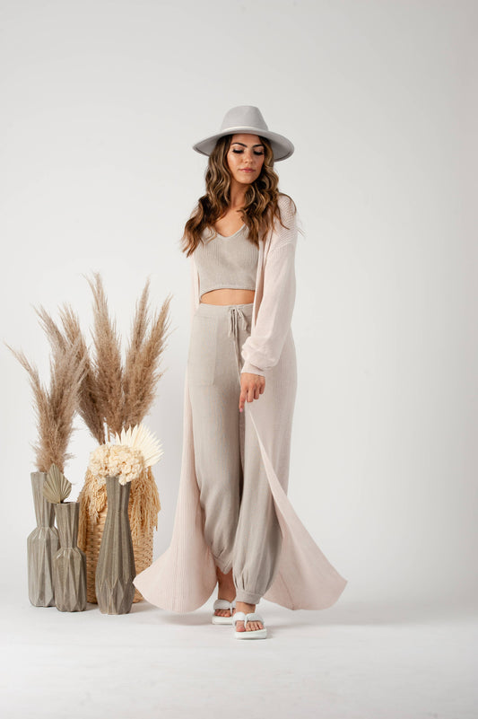 NYB2685-MAIA KNIT BOHO JOGGER-WHEAT: S