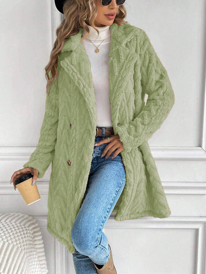 Houndstooth Pattern  Fleece Coat