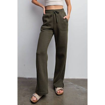 FRENCH TERRY STRAIGHT LEG PANTS: Charcoal / M