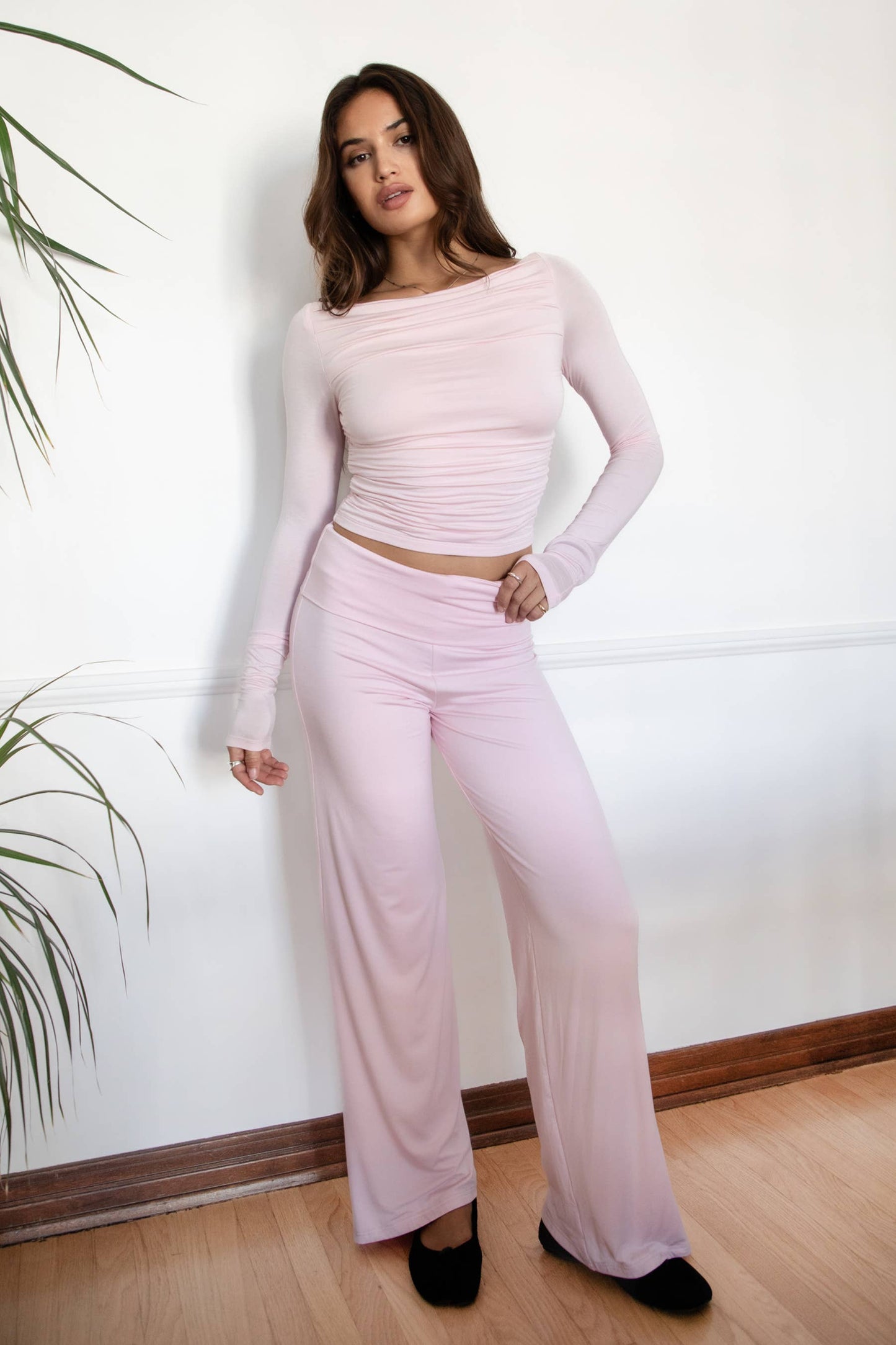 SORA Fold Over Straight Leg Leggings Casual Lounge Pants