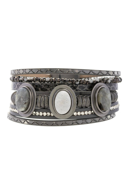 Triplicity Stone Leather Bracelet