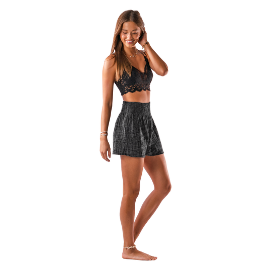 Vintage Black Cotton Shorts