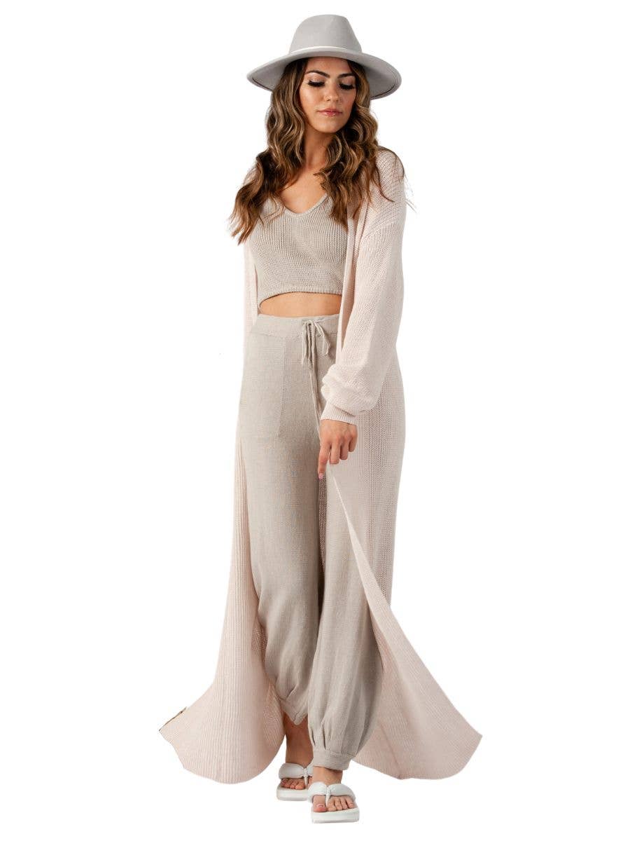 NYJ4168-MAIA KNIT BOHO DUSTER-WHEAT: S