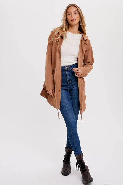 BUTTON FRONT HOODIE JACKET