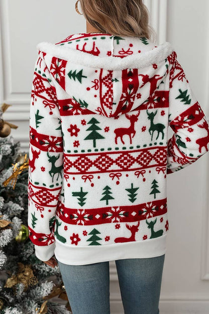 Christmas Reindeer Fleece Hooded Coat SR069