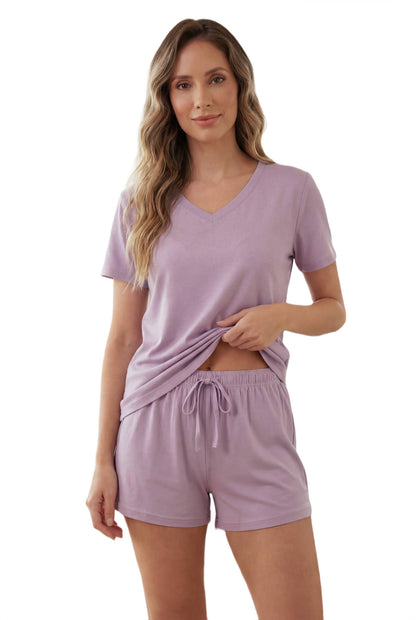 Bamboo Viscose V Neck Short Sleeve Pajama Set
