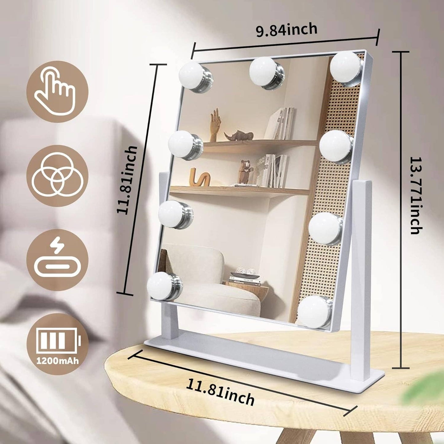 Rechargeable Vanity Mirror With Lights 10X Magnifier