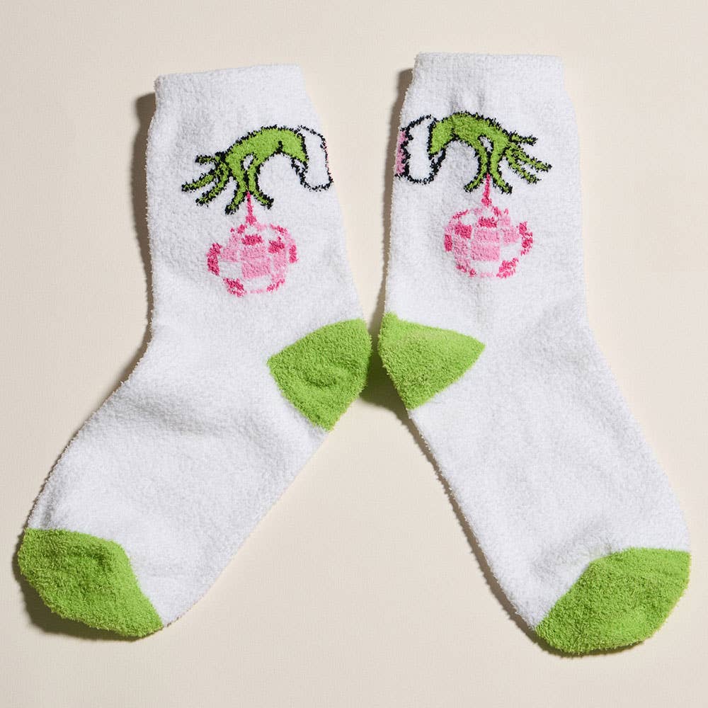 4Pairs - Green Monster Checkered Bow Printed Christmas Bundle Gift Socks Set