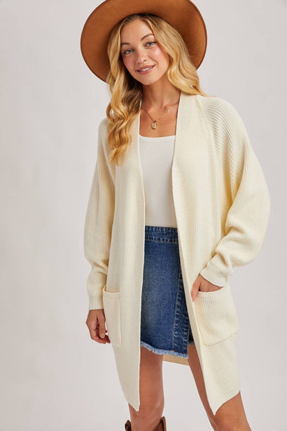 OPEN FRONT BATWING SLEEVE CARDIGAN