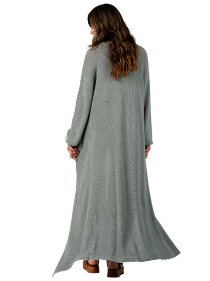 NYJ4168-MAIA KNIT BOHO DUSTER-SAGE: L