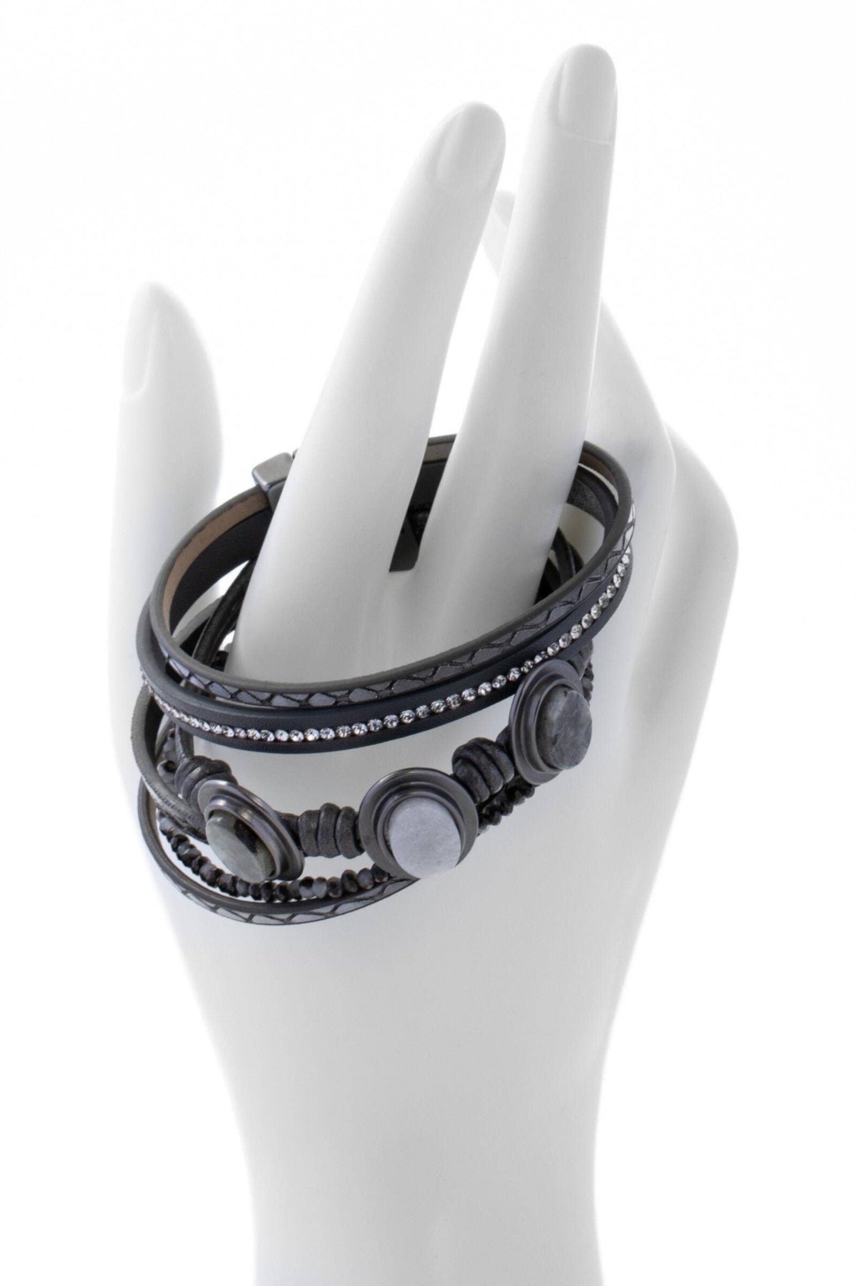 Triplicity Stone Leather Bracelet