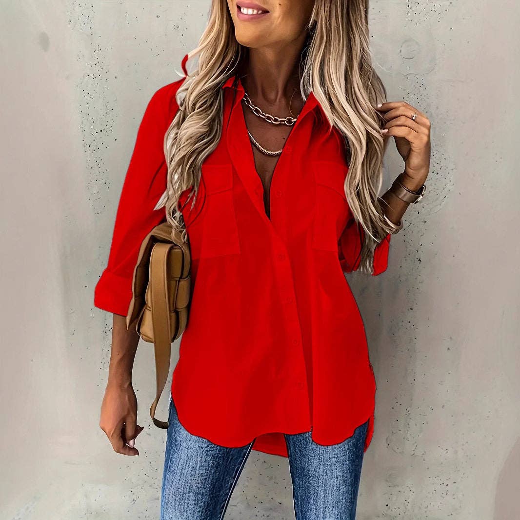 Solid Color Long Sleeve Shirt