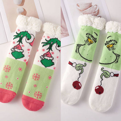 6Pairs - Holiday Grinch Non-Slip Cozy Winter Socks Set