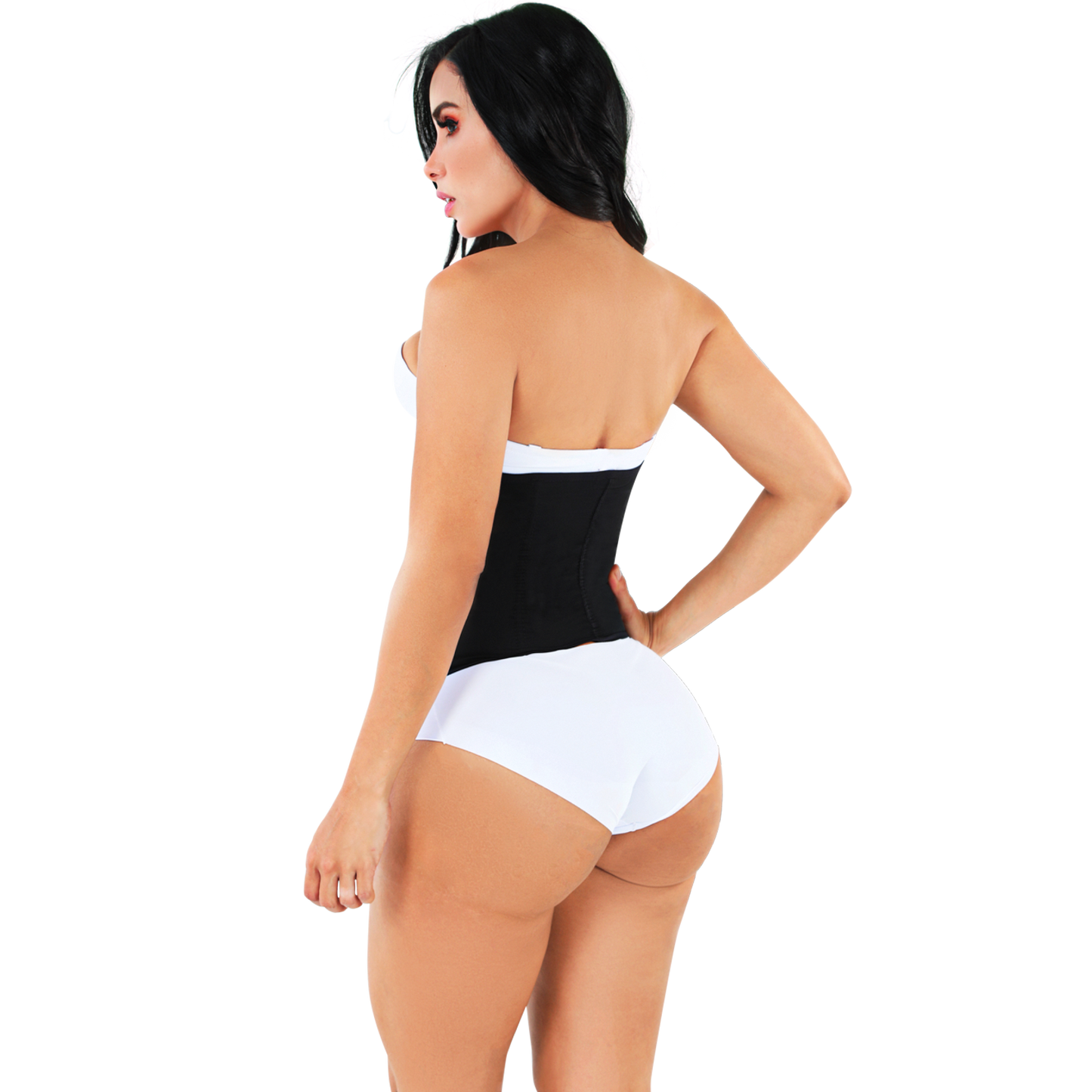 Powernet Waist Trainer Strapless: Black / XL