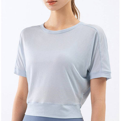 Open Triangle Twist Knot Back Tee: Light Blush Pink / Medium-6-8