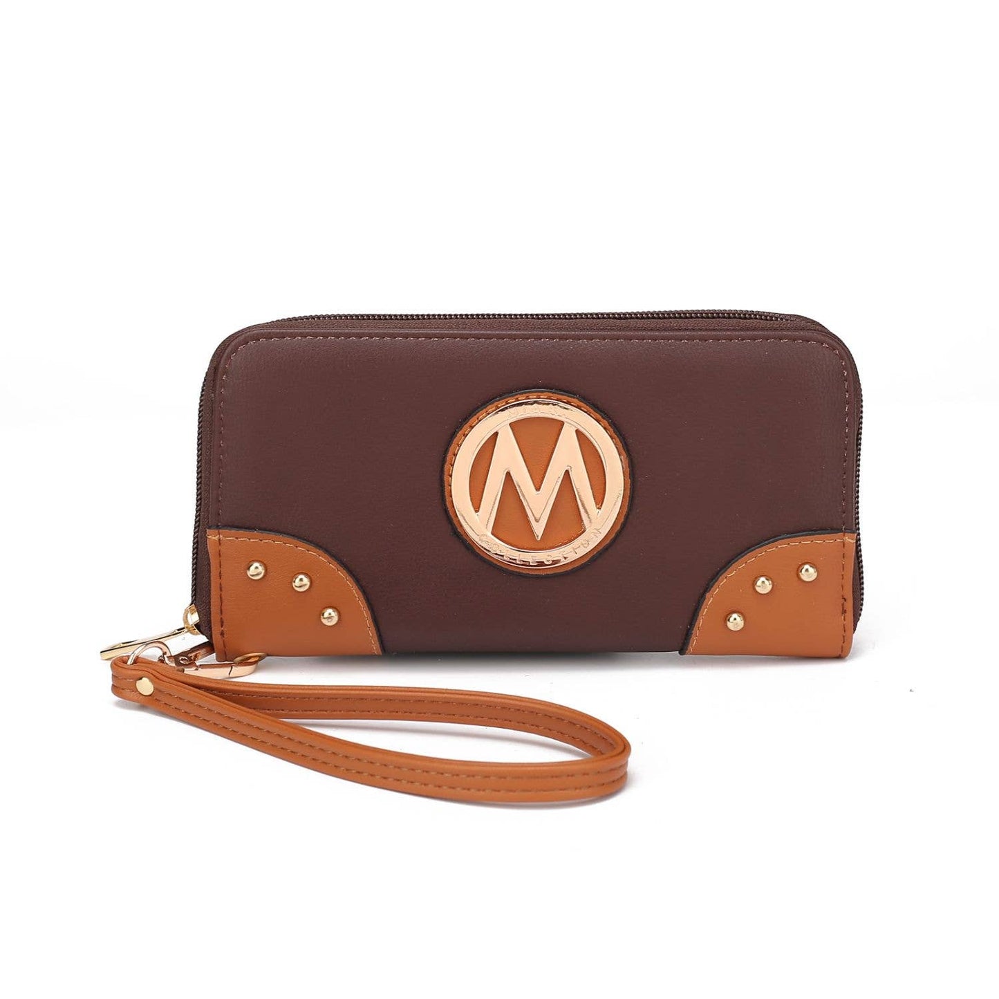 Candice Color Block Bucket Bag with matching Wallet by Mia K: Beige Coffee