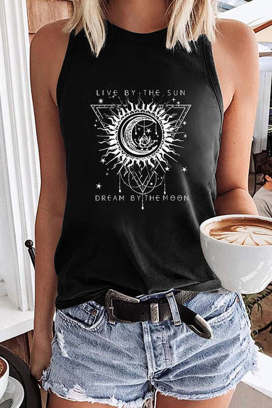 Live By The Sun Graphic Tank Top STC125D20: Black / M