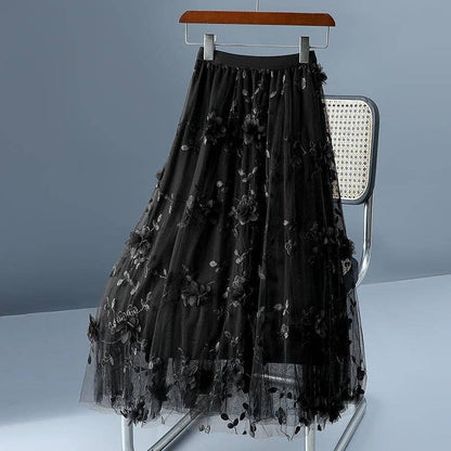High Waist Slimming Double Layer Mesh Skirt