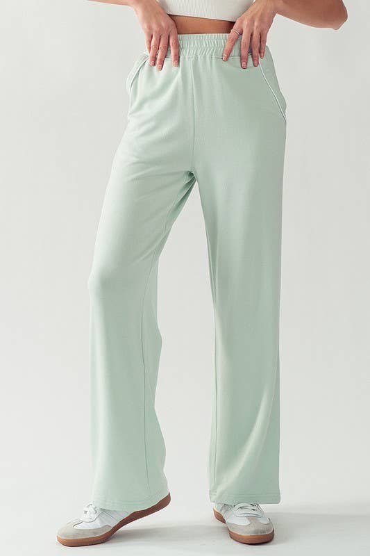 KPR11896 ELASTIC WAISTBAND COZY SWEATPANTS: SURF SPRAY / S-2/M-2/L-2