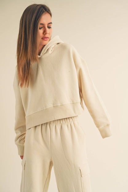 FLEECE SWEATSHIRT WITH HOODIE: BLACK / M T3134ST