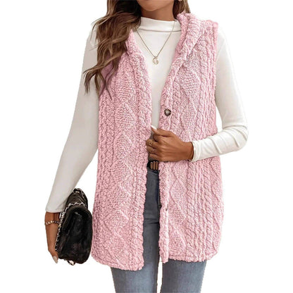 Women's Reversible Faux Fur outwear Vest with Buttons