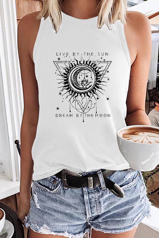 Live By The Sun Graphic Tank Top STC125D20: Black / S