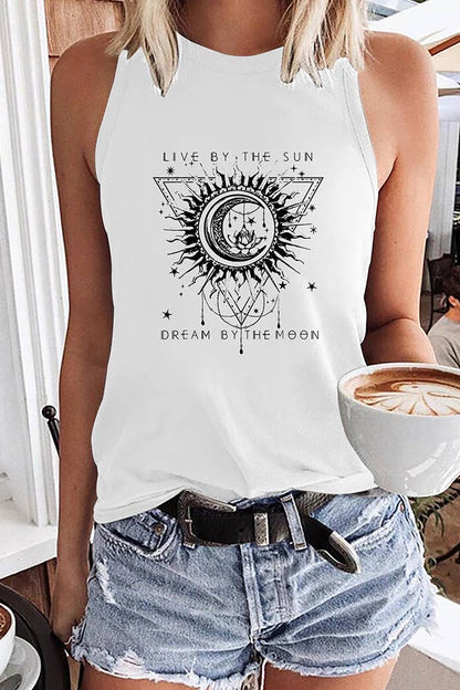 Live By The Sun Graphic Tank Top STC125D20: Black / L