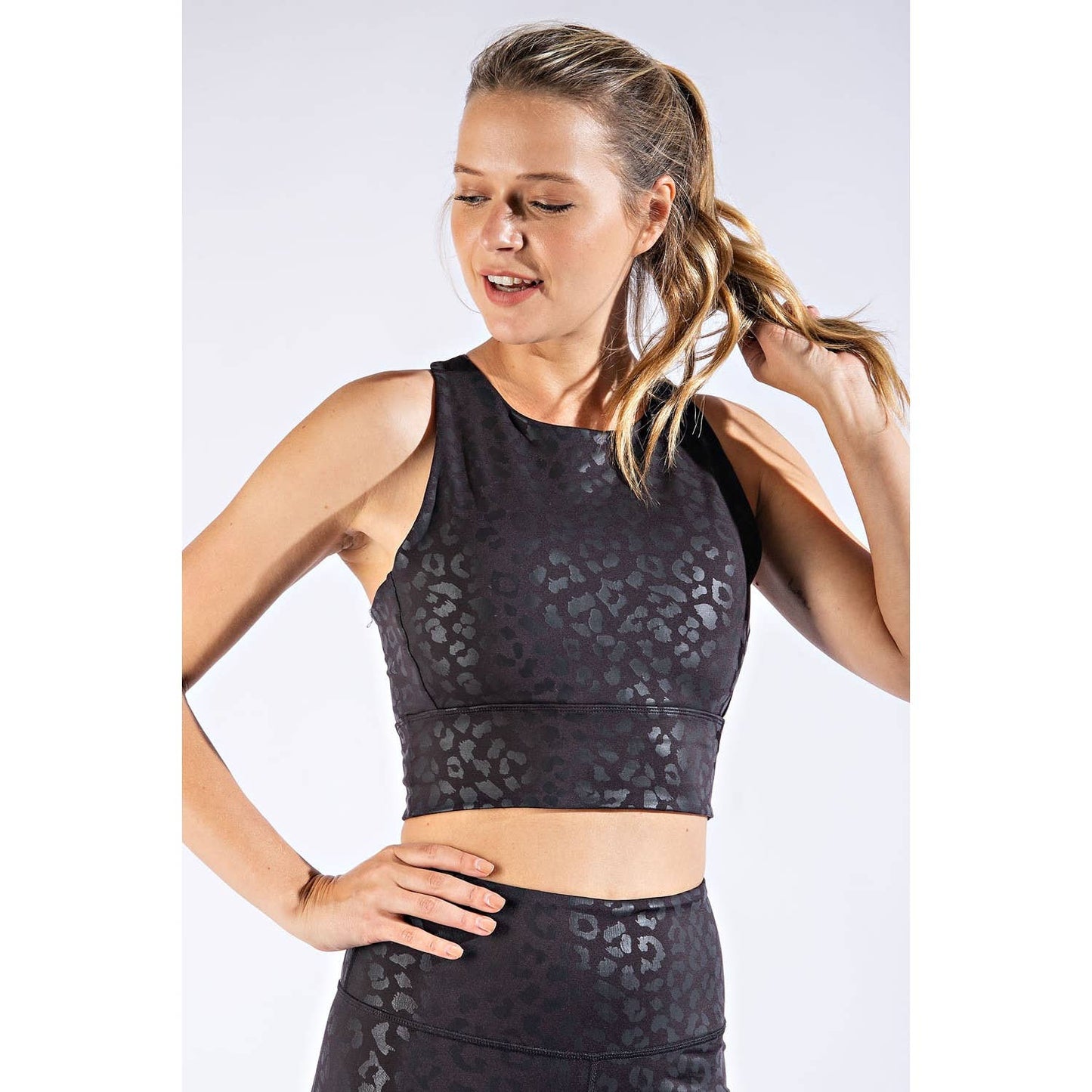 LEOPARD CHINTZ SPORTSBRA: Black / S