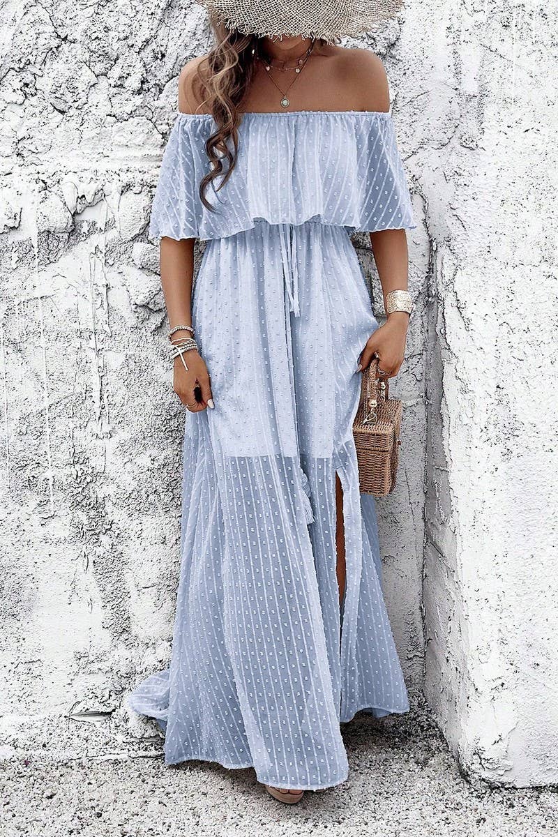 CWDMD02634_ELEGANT POLKA DOT OFF-SHOULDER MAXI DRESS