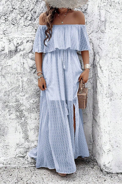 CWDMD02634_ELEGANT POLKA DOT OFF-SHOULDER MAXI DRESS