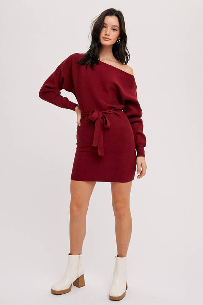 BOATNECK SWEATER DRESS