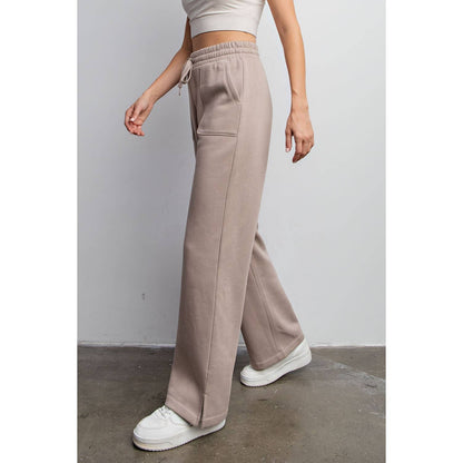 FRENCH TERRY STRAIGHT LEG PANTS: Charcoal / M