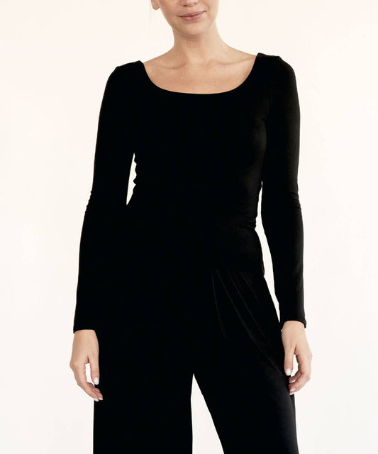 BAMBOO DOUBLE LAYERED LONG SLEEVE: BLACK / LARGE