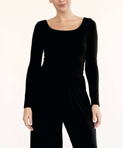 BAMBOO DOUBLE LAYERED LONG SLEEVE: BLACK / SMALL