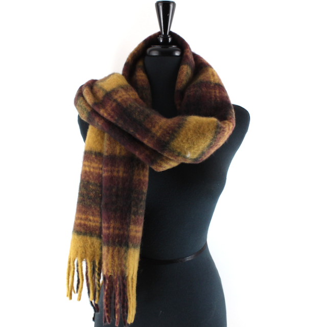 S24164 Wide Fuzzy Plaid Scarf