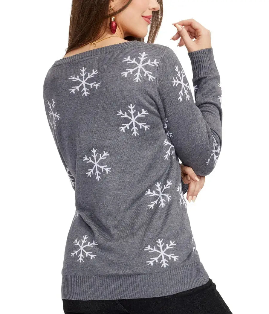 Sequin Snowman Sweater - Women's Festive Christmas Sweater