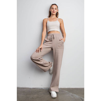 FRENCH TERRY STRAIGHT LEG PANTS: Charcoal / M