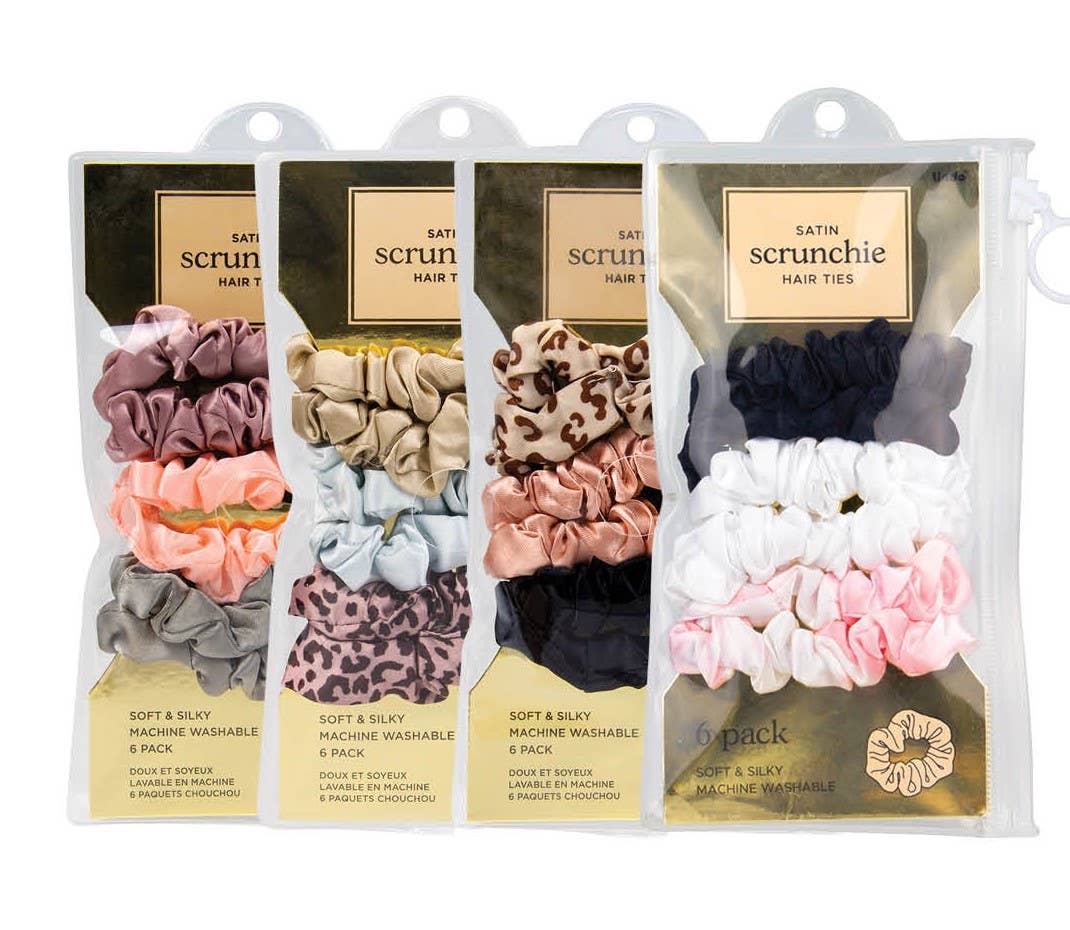 Lindo Satin Scrunchie Hair Ties (6pcs/set) - Small Size: Solid