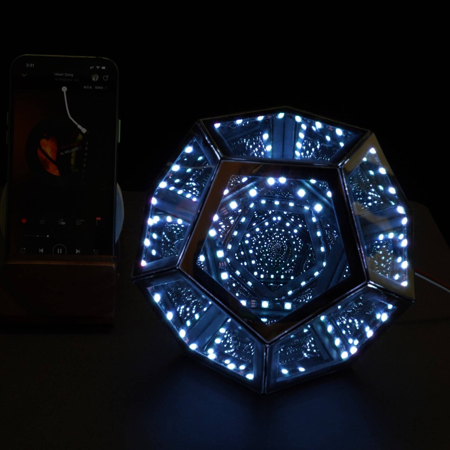 RGB Color-changing Infinity Dodecahedron Geometric Lamp