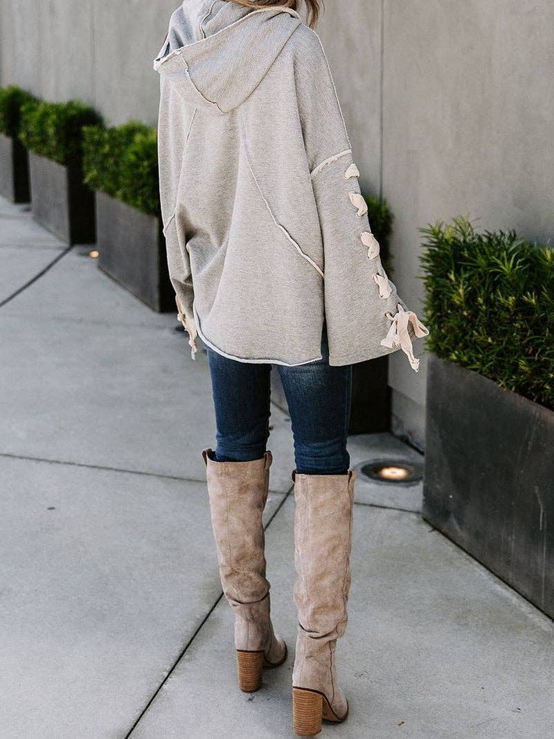 Oversized Hooded Long-Sleeve Pullover