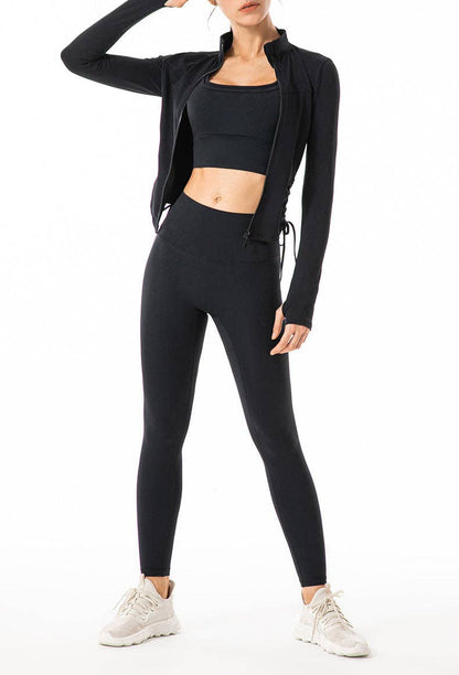 Defining Contouring X-Large-10-12 Seam Drawstring Ruched Zip Fitted Jacket: Black