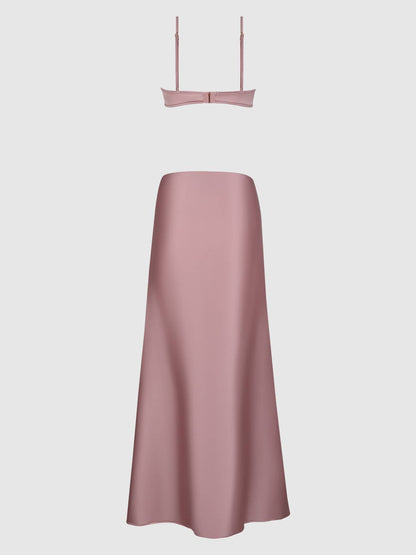 BRIGETA SATIN MONO WIRE LONG GOWN