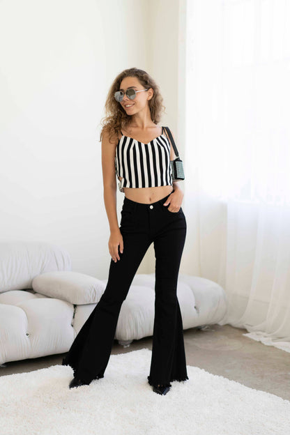 Black High Rise Flare Jeans