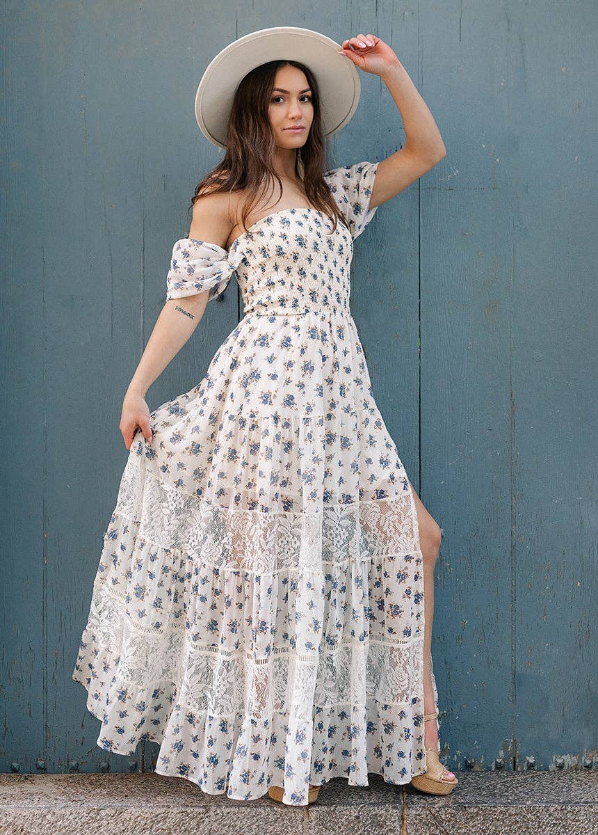 Sirena Dress in Cream Ditsy Floral