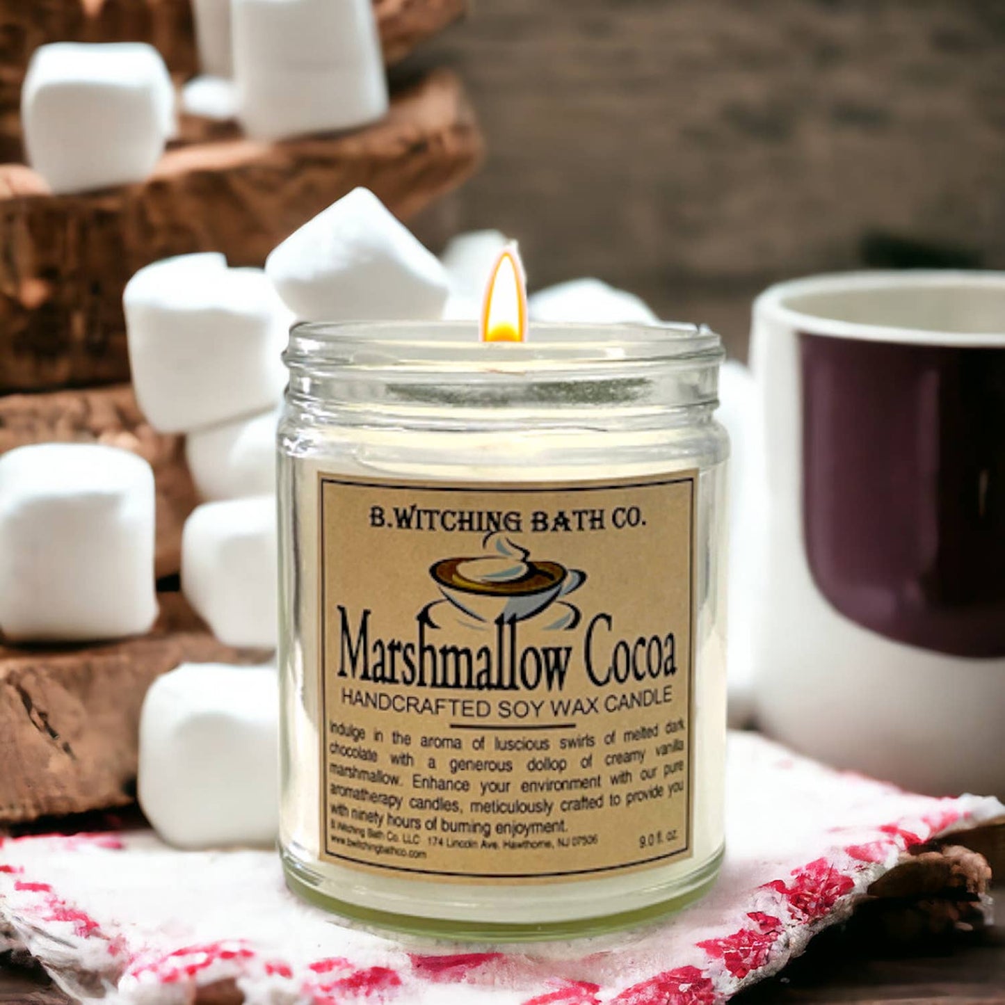 Marshmallow Cocoa Soy Wax Candle 9oz.