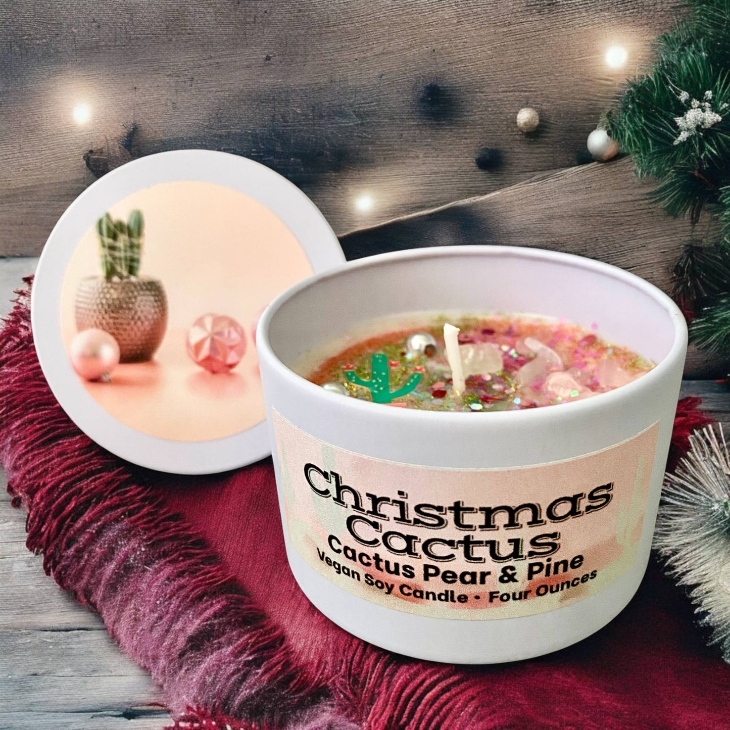 Christmas Cactus Candle | Cactus Pear & Pine | Soy | Vegan
