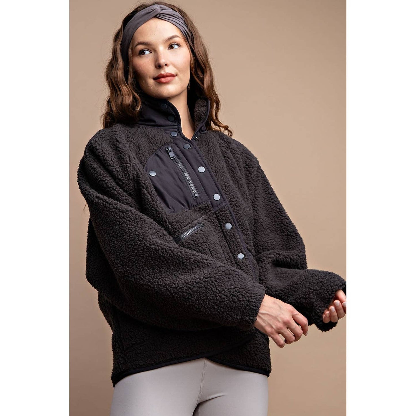 HEAVY FLEECE OUTDOOR JACKET: Olive / S