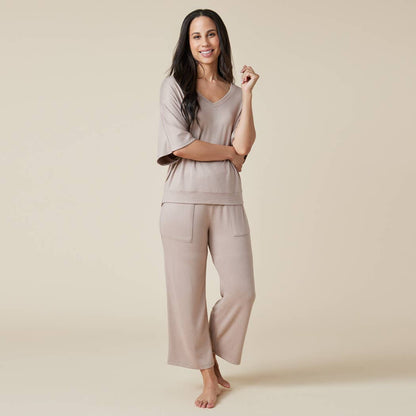 Dream Jersey Relaxed V-neck with Capri Lounge Set for Women