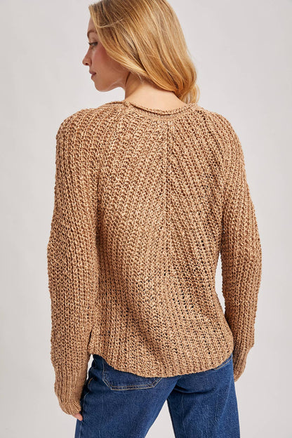 RAGLAN CUT OPEN KNIT SWEATER PULLOVER